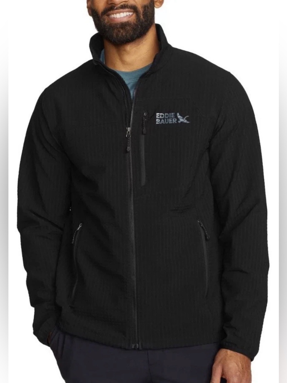 $129 Eddie Bauer Sandstone Grid Black Jacket Men’s Sz: Medium - Picture 2 of 6